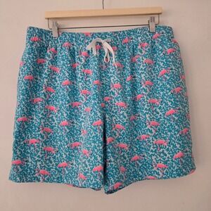 Chubbies Men's Pink Flamingo Swim‎ Trunks Shorts XXL Elastic Waist Drawstring